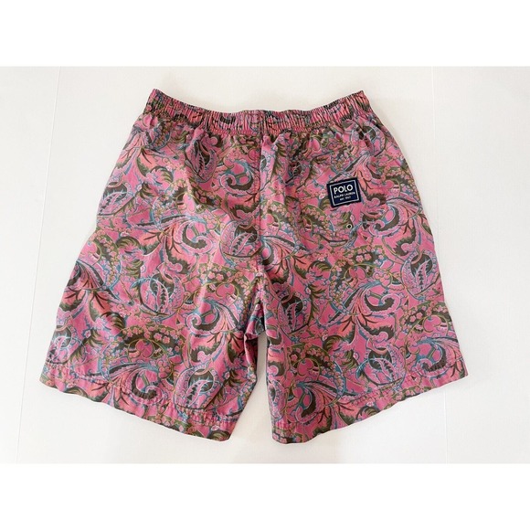Ralph Lauren shorts swim trunks Polo Sport Pink Jungle Print Small Rare - Picture 2 of 10